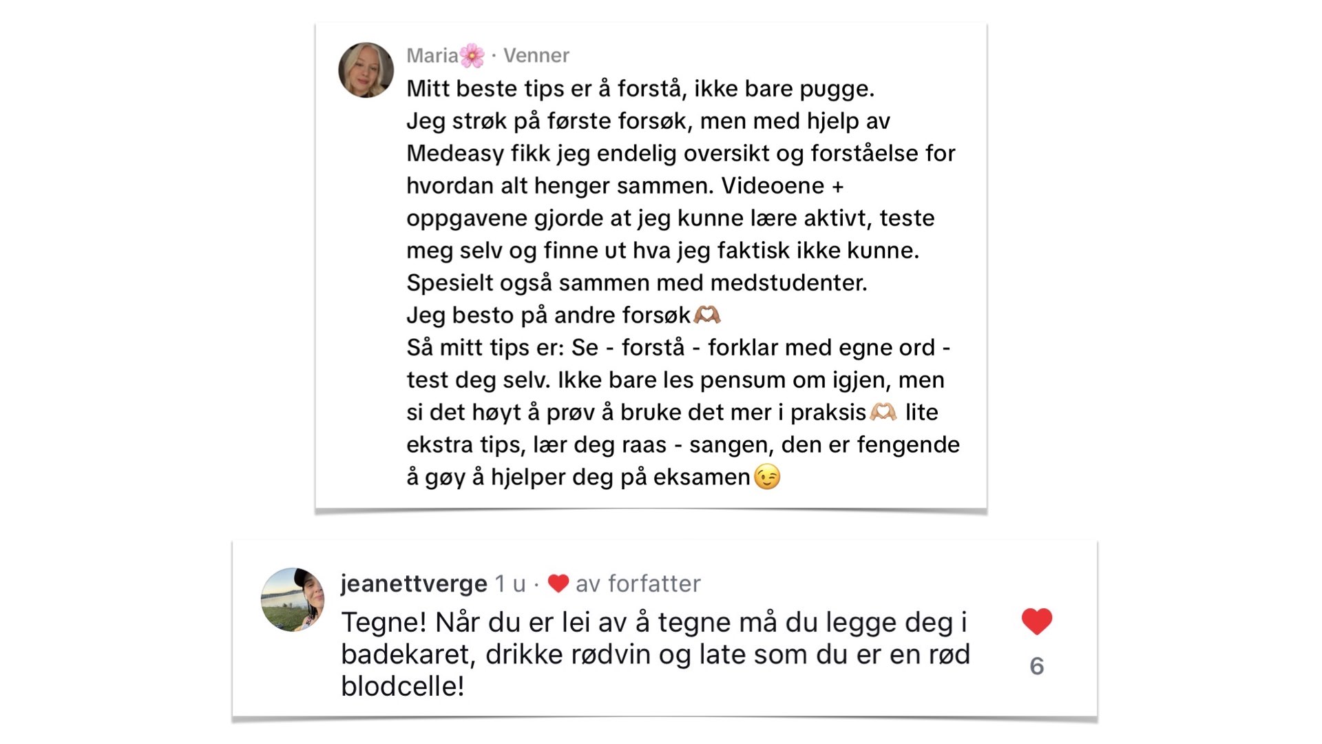 Skjermbilder av sitatene fremhevet i teksten